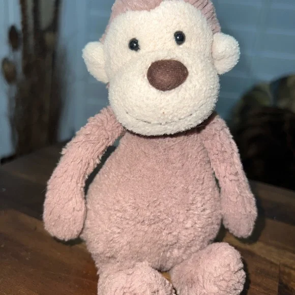 Jellycat London Brown Beige Bashful Monkey Plush 7" stuffed animal - Picture 3 of 6